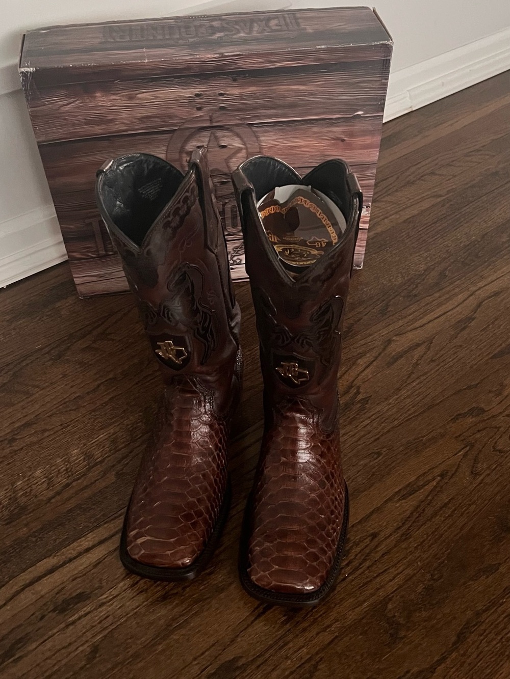 Source Unknown Men's Dark Brown Western Exotic-Texture Boots